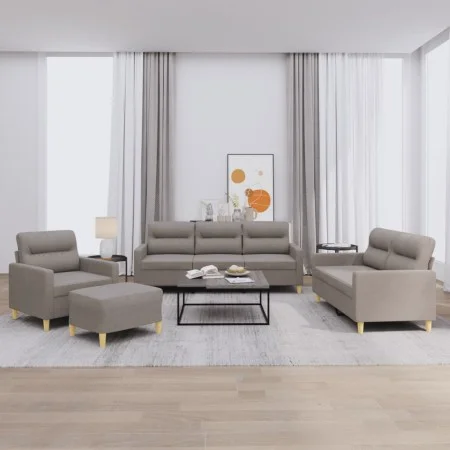 Sofagarnitur mit Kissen, 4-teilig, taupegrauer Stoff von , Sofas - Ref: Foro24-3201551, Preis: 672,34 €, Rabatt: %