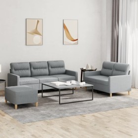 Juego de sofás con cojines 3 piezas tela gris claro de , Sofás - Ref: Foro24-3201608, Precio: 515,53 €, Descuento: %