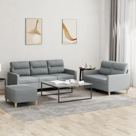 Juego de sofás con cojines 3 piezas tela gris claro de , Sofás - Ref: Foro24-3201608, Precio: 505,18 €, Descuento: %