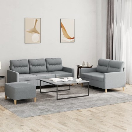 Juego de sofás con cojines 3 piezas tela gris claro de , Sofás - Ref: Foro24-3201608, Precio: 515,53 €, Descuento: %