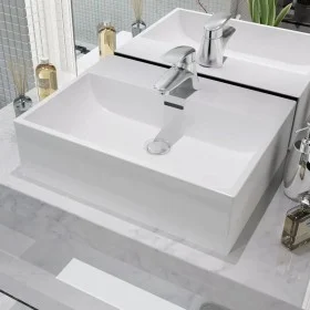 Lavabo con orificio para grifo cerámica blanco 51,5x38,5x15 cm de vidaXL, Lavabos - Ref: Foro24-142346, Precio: 88,32 €, Desc...