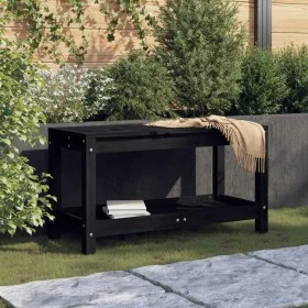 Banco de jardín de madera maciza de pino negro 82,5x35x45 cm de , Bancos de jardín - Ref: Foro24-832379, Precio: 66,77 €, Des...