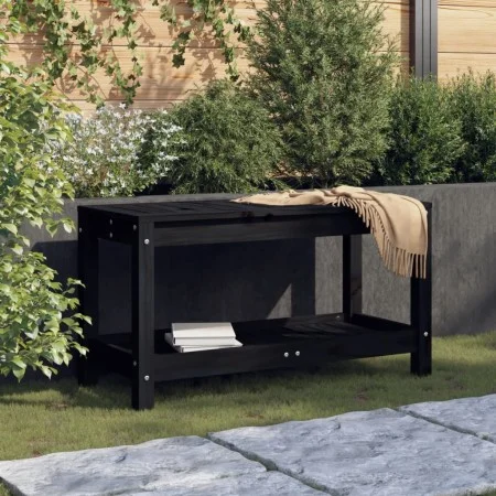 Banco de jardín de madera maciza de pino negro 82,5x35x45 cm de , Bancos de jardín - Ref: Foro24-832379, Precio: 66,77 €, Des...