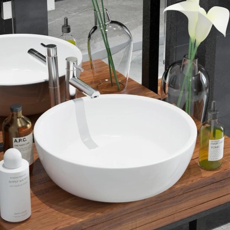 Lavabo redondo de cerámica blanco 42x12 cm de vidaXL, Lavabos - Ref: Foro24-142341, Precio: 68,66 €, Descuento: %