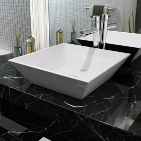 Lavabo cuadrado de cerámica 41,5x41,5x12 cm blanco de vidaXL, Lavabos - Ref: Foro24-142344, Precio: 55,33 €, Descuento: %