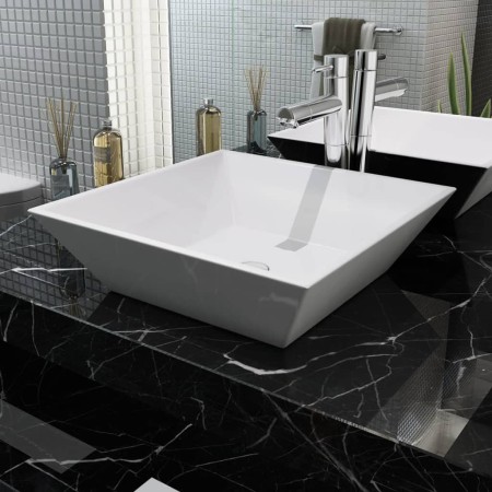 Lavabo cuadrado de cerámica 41,5x41,5x12 cm blanco de vidaXL, Lavabos - Ref: Foro24-142344, Precio: 69,08 €, Descuento: %