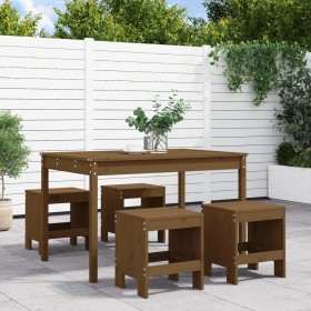Set de comedor de jardín 5 pzas madera maciza pino marrón miel de , Conjuntos de jardín - Ref: Foro24-3157718, Precio: 273,88...