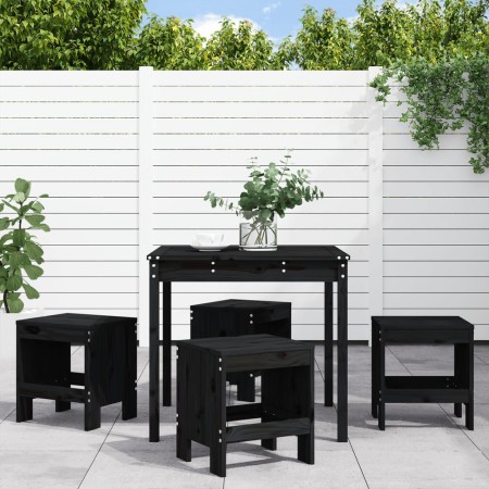 Juego de comedor de jardín 5 piezas madera maciza pino negro de , Conjuntos de jardín - Ref: Foro24-3157713, Precio: 249,16 €...