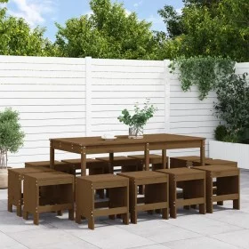 Set de comedor de jardín 13 pzas madera maciza pino marrón miel de , Conjuntos de jardín - Ref: Foro24-3157724, Precio: 624,3...
