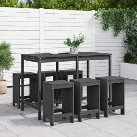 Set de mesa y taburetes altos jardín 7 piezas madera pino gris de , Conjuntos de jardín - Ref: Foro24-3157753, Precio: 484,65...