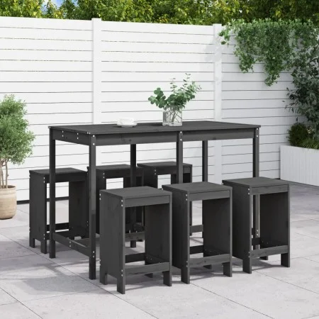 Set de mesa y taburetes altos jardín 7 piezas madera pino gris de , Conjuntos de jardín - Ref: Foro24-3157753, Precio: 484,65...