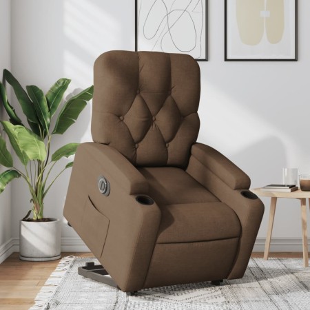 Sillón eléctrico reclinable elevable de tela marrón en Sillones | Comprar online en Foru.es