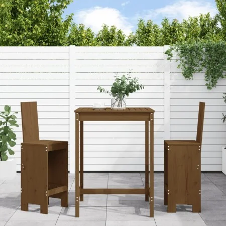 Mesa y taburetes altos de jardín 3 pzas madera pino marrón miel de , Conjuntos de jardín - Ref: Foro24-3157766, Precio: 239,8...
