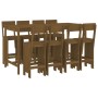 Mesa y taburetes altos de jardín 9 pzas madera pino marrón miel de , Conjuntos de jardín - Ref: Foro24-3157820, Precio: 705,7...