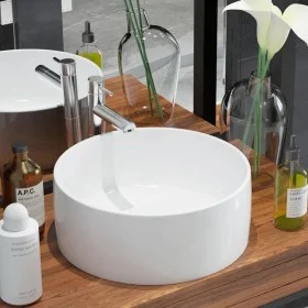 Round white ceramic sink 40x15 cm by vidaXL, Sinks - Ref: Foro24-142342, Price: 69,72 €, Discount: %