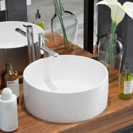 Round white ceramic sink 40x15 cm by vidaXL, Sinks - Ref: Foro24-142342, Price: 69,72 €, Discount: %