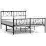 Bed frame with headboard and footboard black metal 120x190 cm by , Beds and slatted bases - Ref: Foro24-355478, Price: 98,19 ...