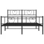 Bed frame with headboard and footboard black metal 120x190 cm by , Beds and slatted bases - Ref: Foro24-355478, Price: 98,19 ...