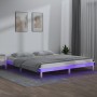 Estructura de cama con LED madera maciza blanca 160x200 cm de , Camas y somieres - Ref: Foro24-820617, Precio: 126,38 €, Desc...
