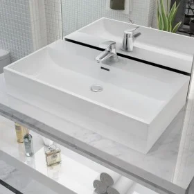 Lavabo con orificio para grifo cerámica 76x42,5x14,5 cm blanco de vidaXL, Lavabos - Ref: Foro24-142348, Precio: 159,45 €, Des...