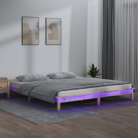 Estructura de cama con LED madera maciza 120x200 cm de , Camas y somieres - Ref: Foro24-820601, Precio: 92,36 €, Descuento: %