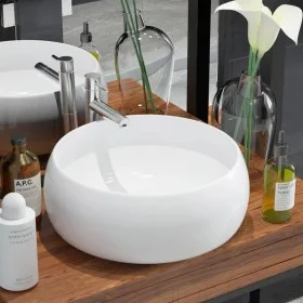 Lavabo redondo de cerámica 40x15 cm blanco de vidaXL, Lavabos - Ref: Foro24-142340, Precio: 57,70 €, Descuento: %