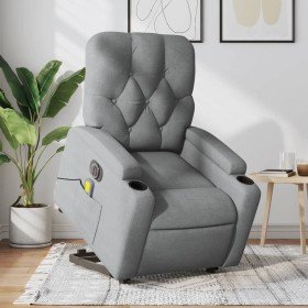 Sillón de masaje eléctrico reclinable elevable tela gris claro en Sillones | Comprar online en Foru.es