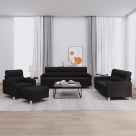 Juego de sofás con cojines 4 piezas tela negro de , Sofás - Ref: Foro24-3201548, Precio: 660,78 €, Descuento: %