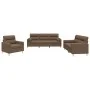 Juego de sofás con cojines 3 piezas tela marrón de , Sofás - Ref: Foro24-3201555, Precio: 619,30 €, Descuento: %