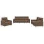 Juego de sofás con cojines 3 piezas tela marrón de , Sofás - Ref: Foro24-3201555, Precio: 629,02 €, Descuento: %