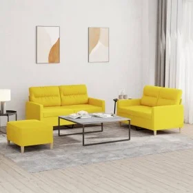 Juego de sofás con cojines 3 piezas tela amarillo claro de , Sofás - Ref: Foro24-3201581, Precio: 389,51 €, Descuento: %