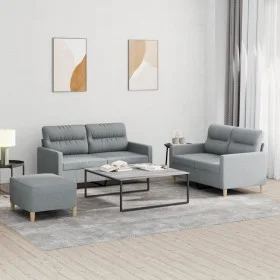 Juego de sofás con cojines 3 piezas tela gris claro de , Sofás - Ref: Foro24-3201576, Precio: 465,69 €, Descuento: %