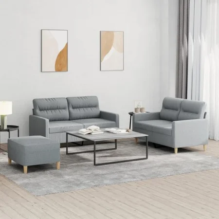 Juego de sofás con cojines 3 piezas tela gris claro de , Sofás - Ref: Foro24-3201576, Precio: 465,69 €, Descuento: %