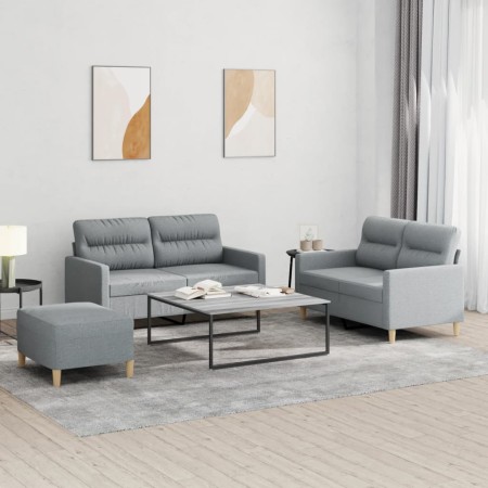 Juego de sofás con cojines 3 piezas tela gris claro de , Sofás - Ref: Foro24-3201576, Precio: 458,78 €, Descuento: %