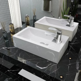 Lavabo con agujero grifo rectangular cerámica 46x25,5x12 blanco de vidaXL, Lavabos - Ref: Foro24-142343, Precio: 68,26 €, Des...