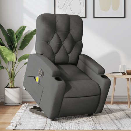 Sillón de masaje eléctrico reclinable elevable tela gris oscuro en Sillones | Comprar online en Foru.es