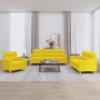 Juego de sofás con cojines 3 piezas tela amarillo claro de , Sofás - Ref: Foro24-3201541, Precio: 558,39 €, Descuento: %