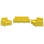 Juego de sofás con cojines 3 piezas tela amarillo claro de , Sofás - Ref: Foro24-3201541, Precio: 550,36 €, Descuento: %