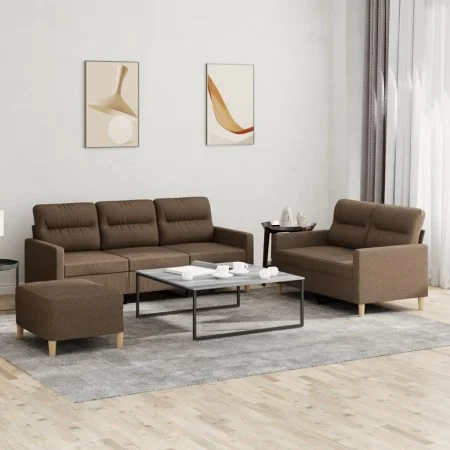 Juego de sofás con cojines 3 piezas tela marrón de , Sofás - Ref: Foro24-3201611, Precio: 490,44 €, Descuento: %