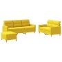 Juego de sofás con cojines 3 piezas tela amarillo claro de , Sofás - Ref: Foro24-3201613, Precio: 475,57 €, Descuento: %