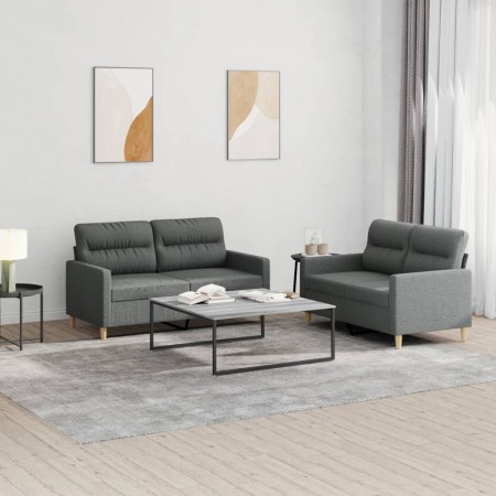 Juego de sofás con cojines 2 piezas tela gris oscuro de , Sofás - Ref: Foro24-3201569, Precio: 390,85 €, Descuento: %