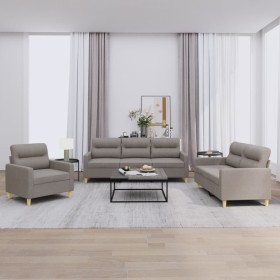 Juego de sofás con cojines 3 piezas tela gris taupe de , Sofás - Ref: Foro24-3201543, Precio: 588,02 €, Descuento: %