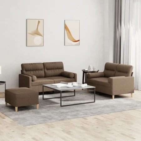 Sofagarnitur mit Kissen 3-teilig aus braunem Stoff von , Sofas - Ref: Foro24-3201595, Preis: 489,09 €, Rabatt: %