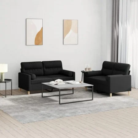 Juego de sofás con cojines 2 piezas tela negro de , Sofás - Ref: Foro24-3201588, Precio: 438,79 €, Descuento: %