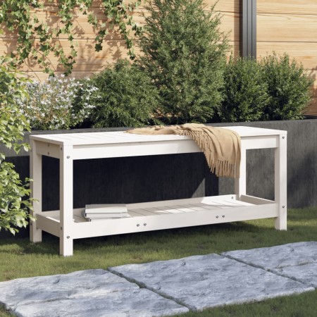 Banco de jardín madera maciza de pino blanco 108x35x45 cm de , Bancos de jardín - Ref: Foro24-832383, Precio: 94,33 €, Descue...