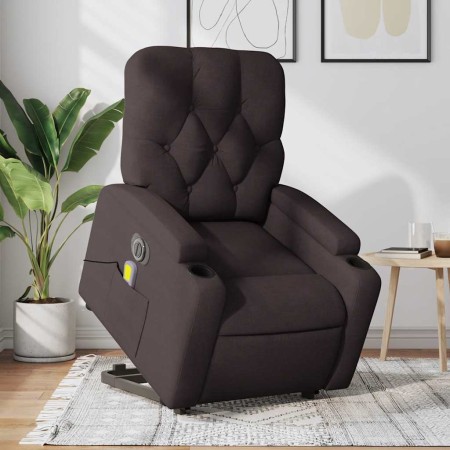 Sillón masaje eléctrico reclinable elevable tela marrón oscuro en Sillones | Comprar online en Foru.es