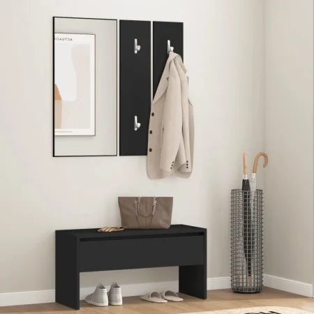 Black engineered wood hall furniture set by , Benches for halls and storage - Ref: Foro24-833512, Price: 61,92 €, Discount: %