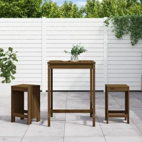 Mesa y taburetes altos de jardín 3 pzas madera pino marrón miel de , Conjuntos de jardín - Ref: Foro24-3157736, Precio: 208,1...