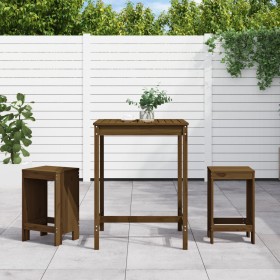 Mesa y taburetes altos de jardín 3 pzas madera pino marrón miel de , Conjuntos de jardín - Ref: Foro24-3157736, Precio: 210,8...