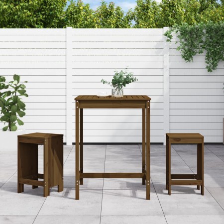 Mesa y taburetes altos de jardín 3 pzas madera pino marrón miel de , Conjuntos de jardín - Ref: Foro24-3157736, Precio: 210,8...